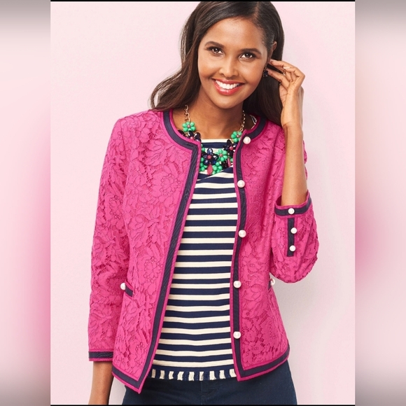 NWT RSVP by Talbots Flower-Filled Corded Lace Jacket Size 10 - Picture 1 of 16